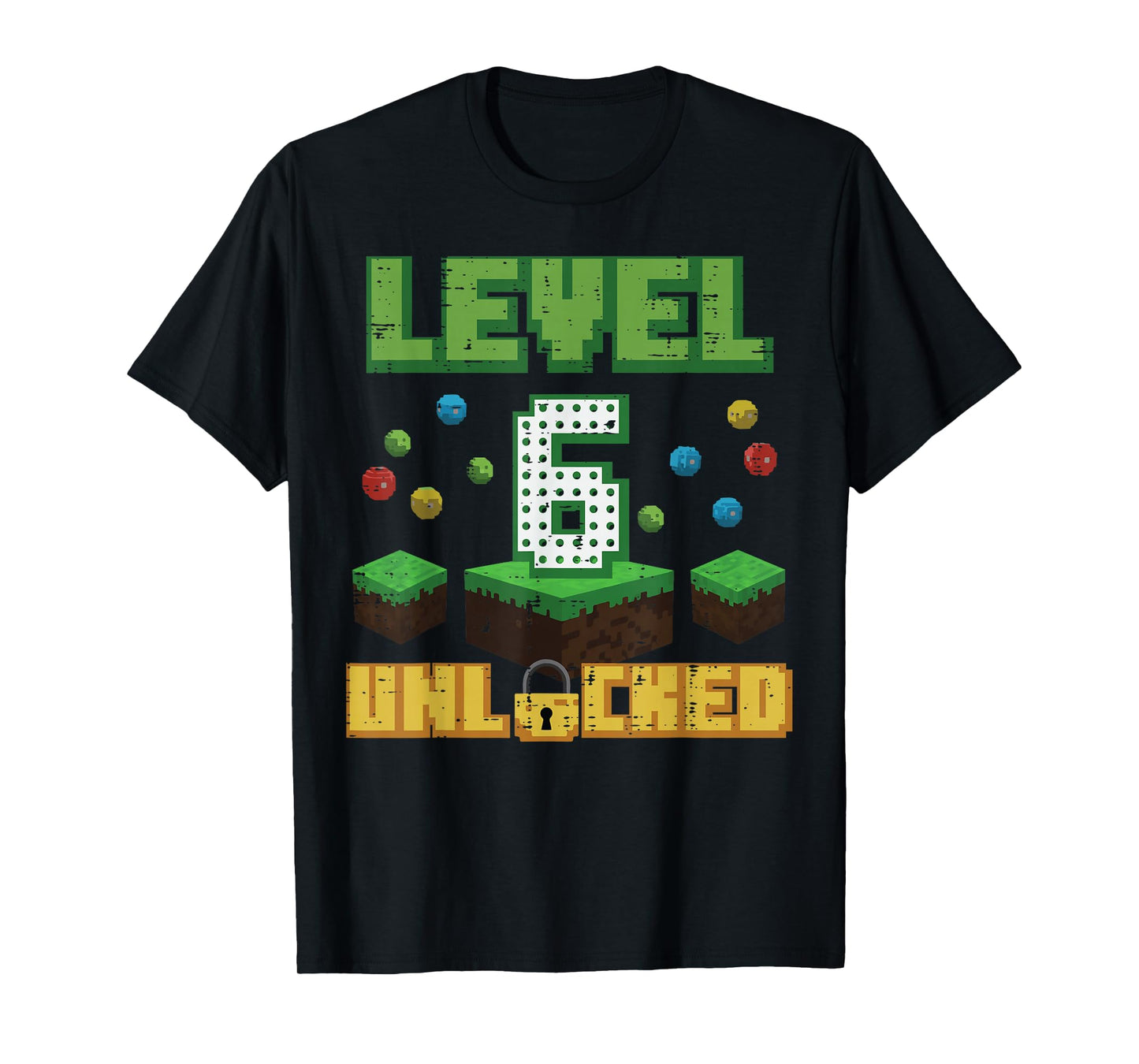 Level 6 Unlocked Pixel Gamer 6th Birthday Gaming Boys Kids T-Shirt
