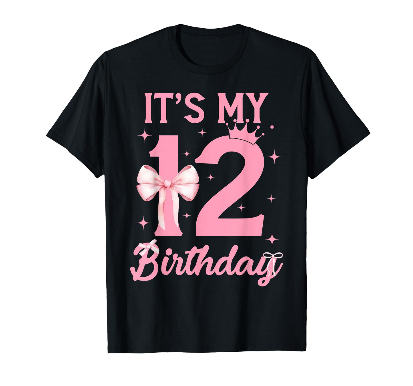 It's My 12th Birthday Girl Coquette Bow 12 Yr Old Aesthetic T-Shirt