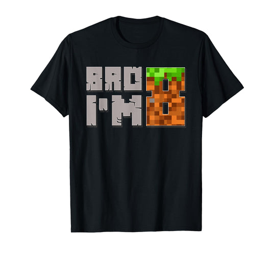 8th Birthday Boy Bro I’m 8 Year Old Gamer Pixel Boys Kids T-Shirt
