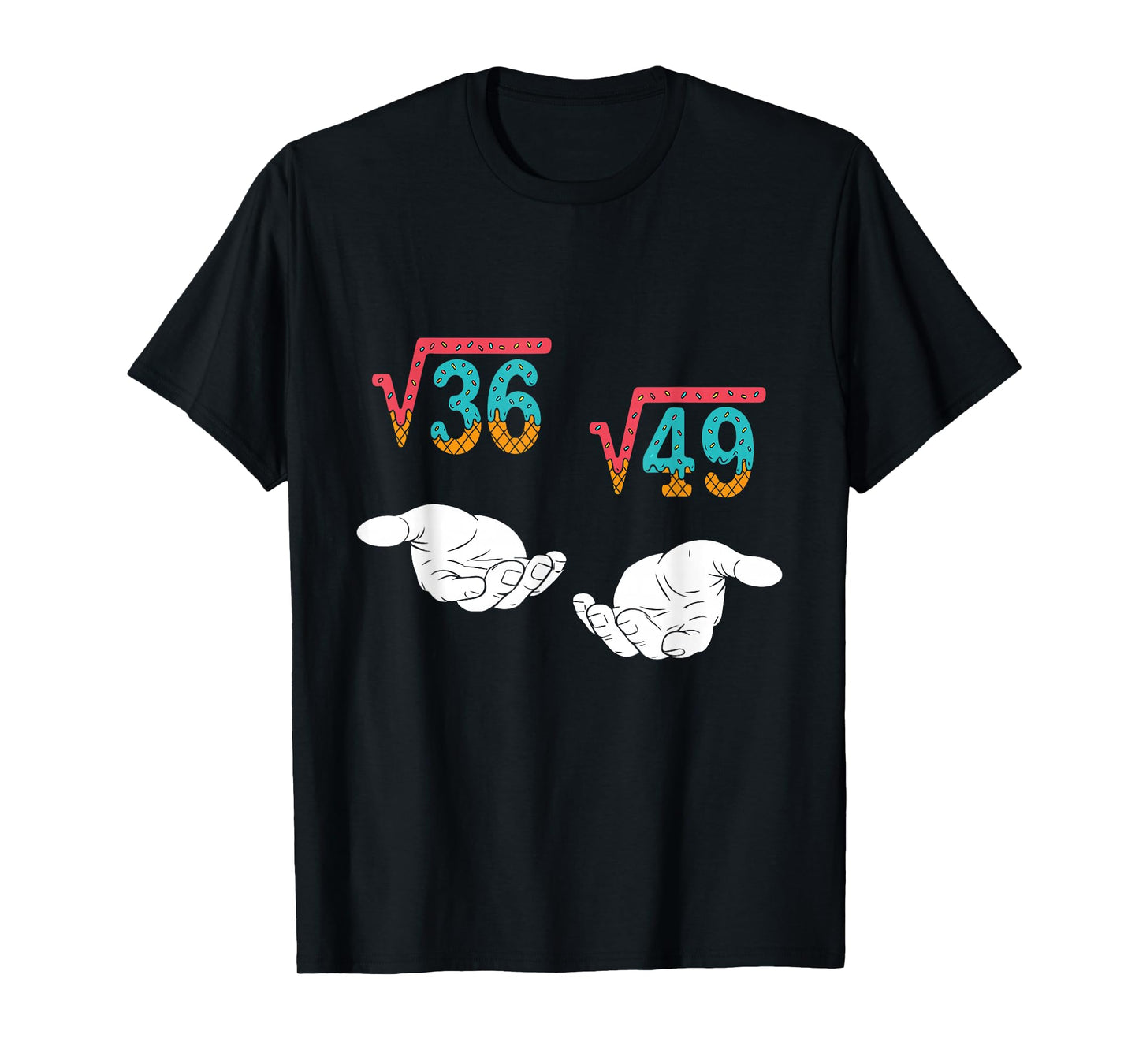 Square Root 36 49 Meme 67 Ice Cream Drip Math Teacher Tee T-Shirt