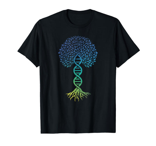 Tree Of Life DNA Science Genetics Earth Day Genealogy Blue T-Shirt