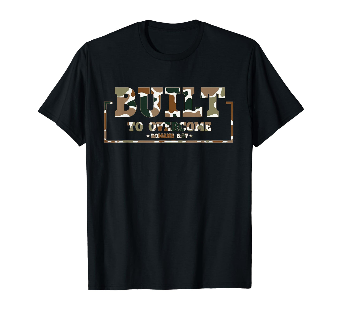 Built to Overcome Camo Scripture Workout Gym Faith Christian T-Shirt