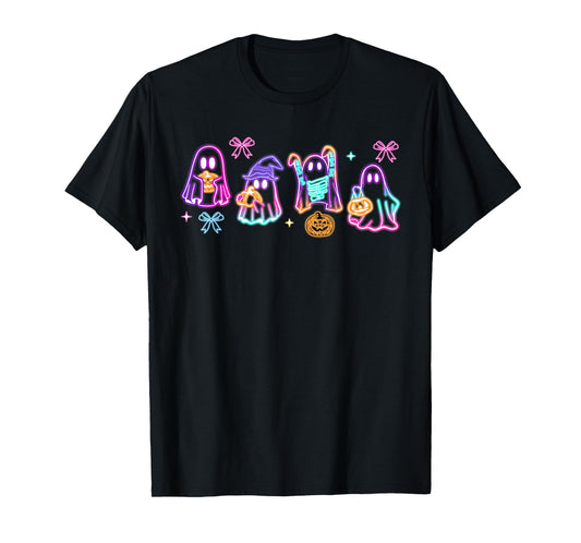 Funny Spooky Season Cute Boo Ghost Glow In Halloween Night T-Shirt