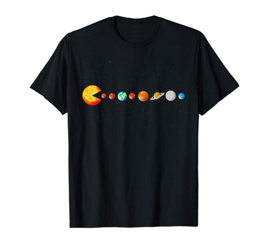 Funny Solar System Teacher Video Games Sun Eating Planets T-Shirt