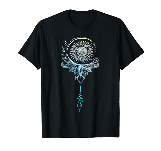 Tattoo Style Bohemian Sun Moon Drawing Boho Unalome Shirt T-Shirt