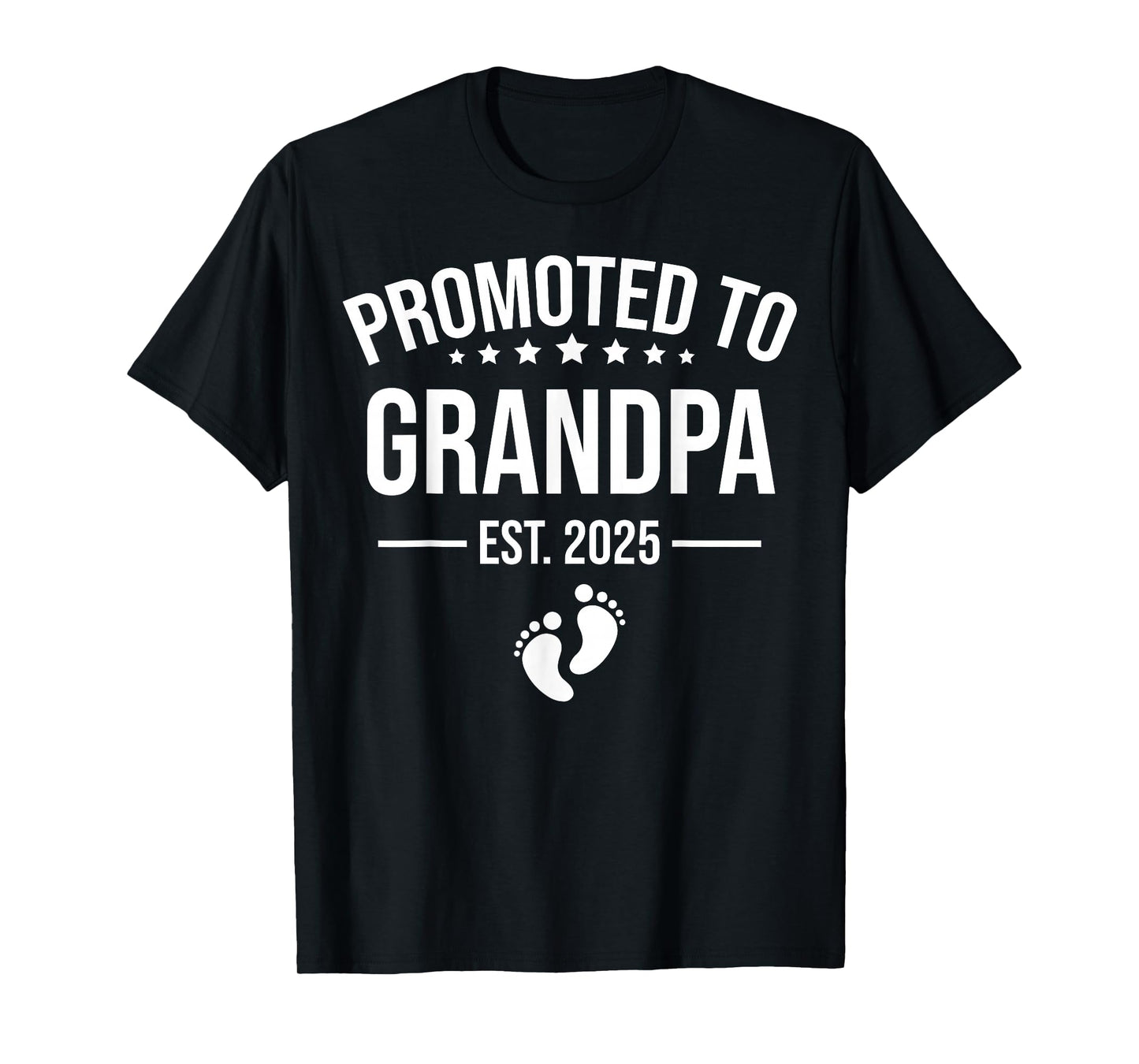 Birth Gift Co. Funny 1st Time Grandpa 2025 T-Shirt - Black, Small, Short Sleeve, Unisex Adult, Cotton 60% Polyester 40%, Novelty T-Shirt