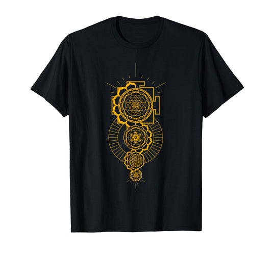 Sri Yantra Sacred Geometry Tattoo Design Mandala and Merkaba T-Shirt