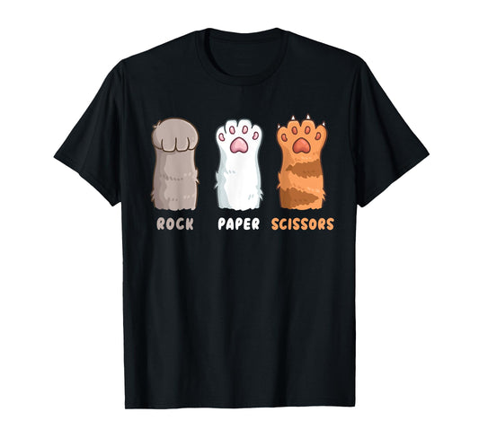 Cat Lover Cat Owner Funny Cat Rock Paper Scissors T-Shirt for Men Women Girls Kids