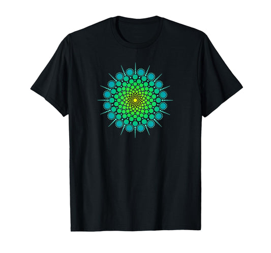 Zen Yoga Meditation Mehndi Dot Mandala Turquoise Blue Green T-Shirt