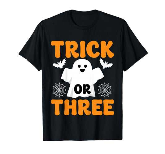 Kids Trick or Three Halloween Spooky Ghost Kids 3rd Birthday T-Shirt