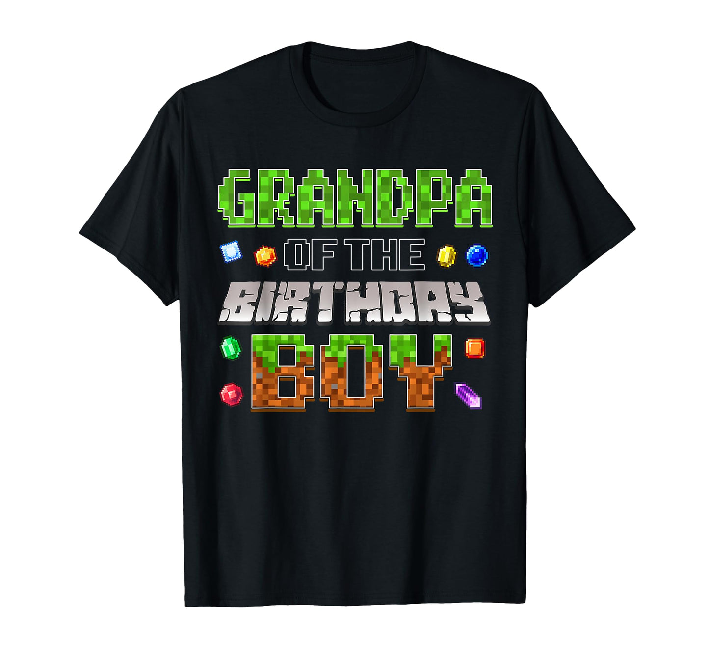 Grandpa Of The Birthday Boy Game Pixel Number Birthday Party T-Shirt