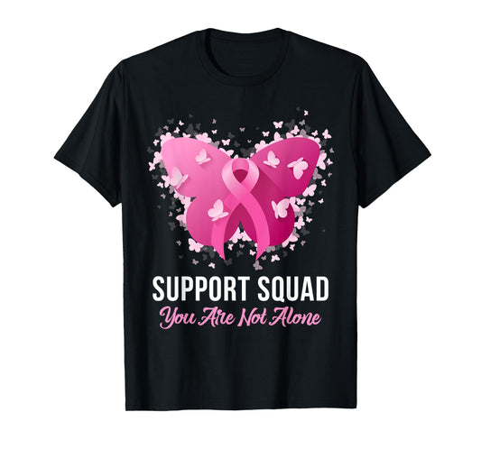 Support Squad Breast Cancer Awareness Pink Ribbon Butterfly T-Shirt