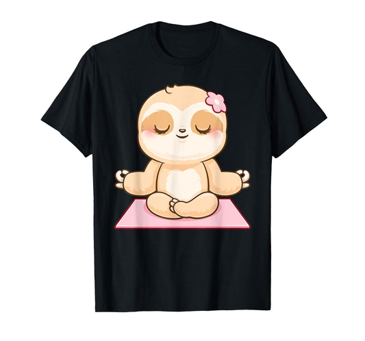 Girls Yoga Meditating Cute Fitness Meditation Sloth T-Shirt