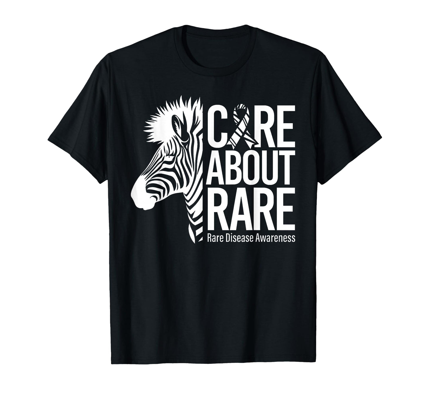 Care About Rare Disease Awareness Zebra Ribbon T-Shirt
