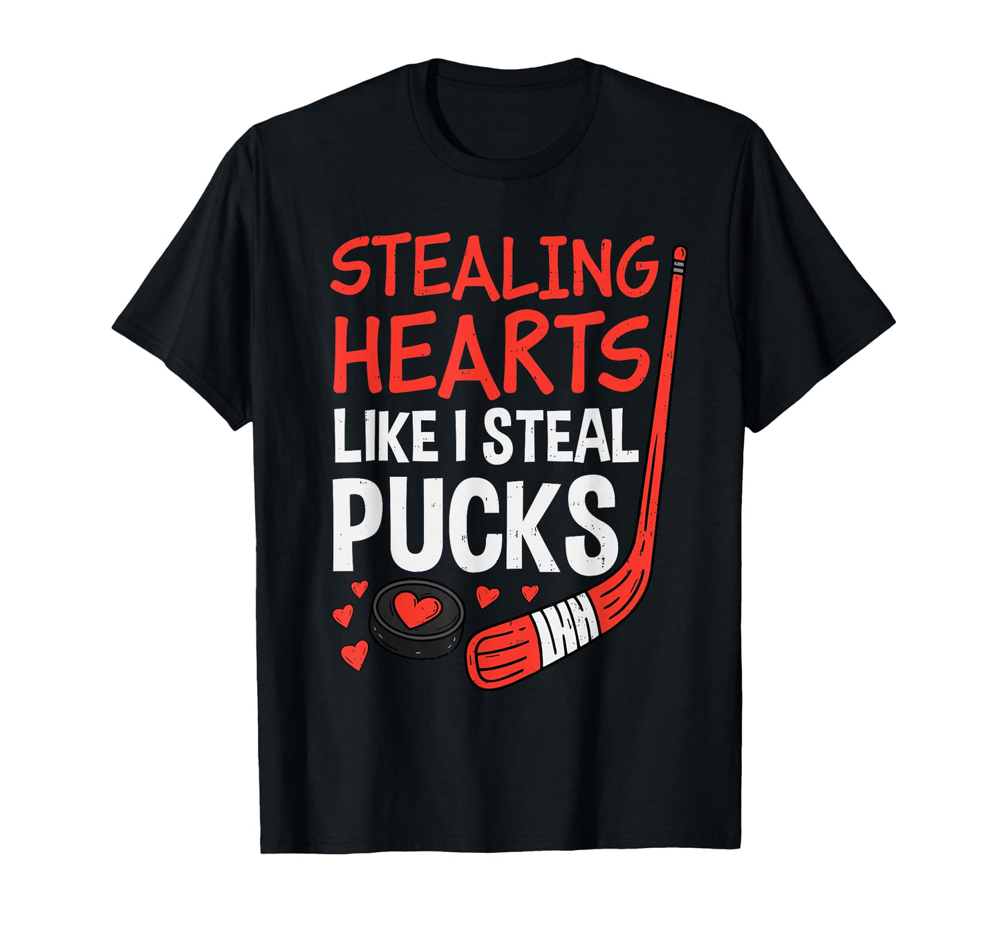 Stealing Hearts Stealing Pucks Hockey Valentines Day Men Boy T-Shirt