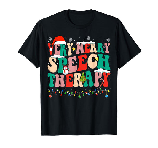 Very Merry Speech Therapy Christmas Speech Therapist SLP T-Shirt