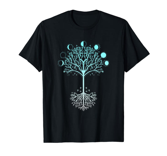 Tree Of Life Moon Phases Art Spiritual Meditation Yoga Yogi T-Shirt