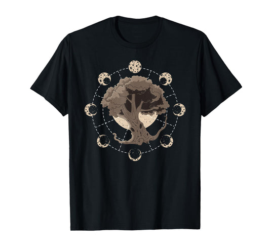 Phases of the Moon Tree of Life Yggdrasil Meditation Yoga T-Shirt