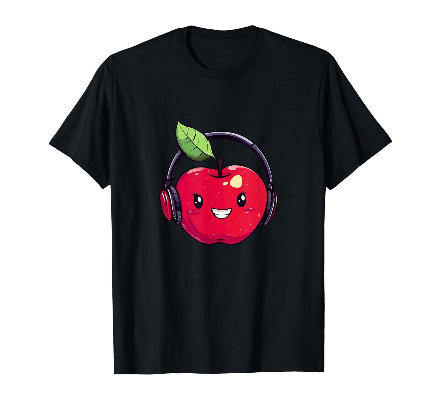 Cool Red Apple with Headphones for Boys and Girls T-Shirt