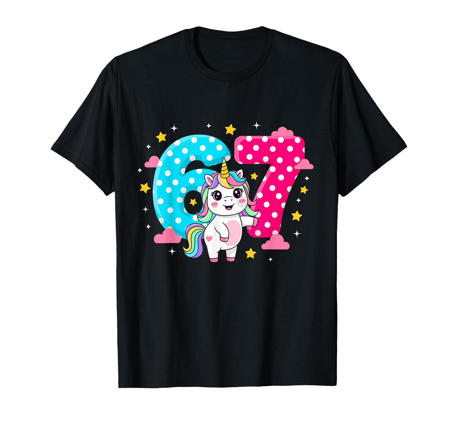 Six Seven Bruh Dabbing Unicorn 6 7 Meme 7th Birthday Girl T-Shirt