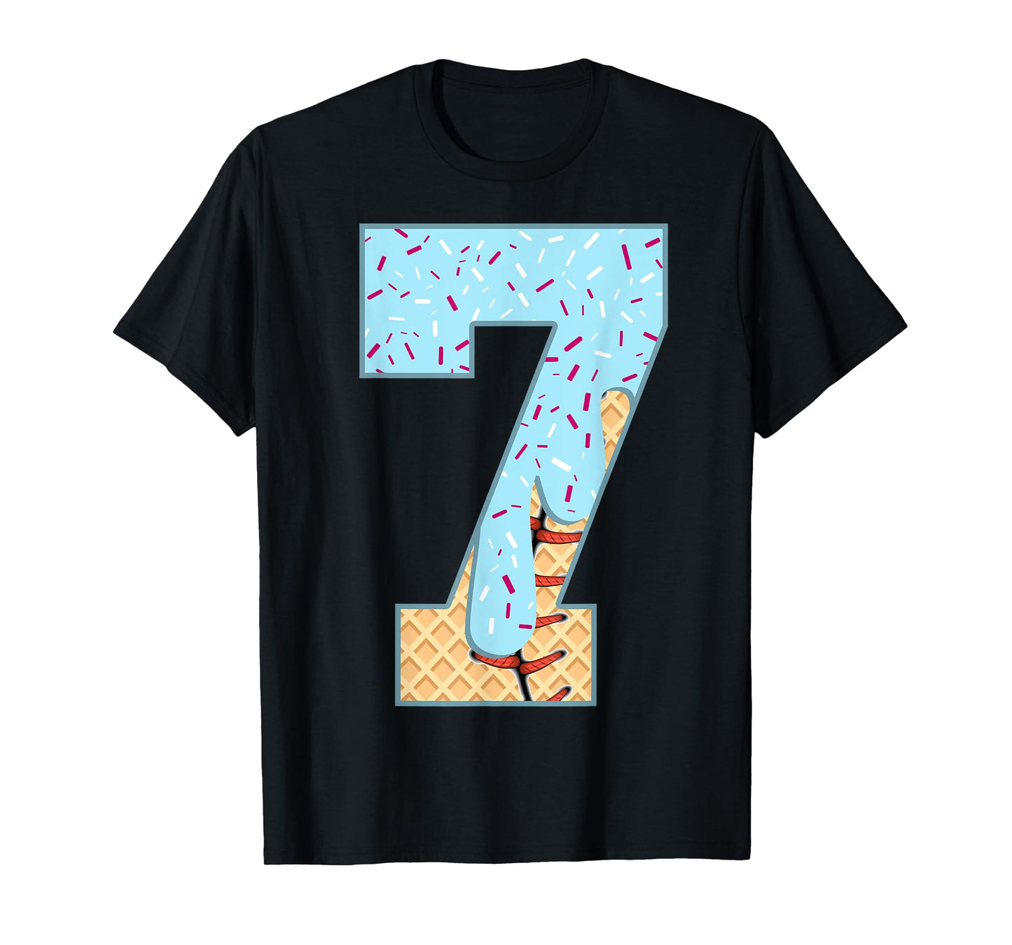 Baseball Drip 7 Year Old Ice Cream Drip Boys 7th Birthday T-Shirt