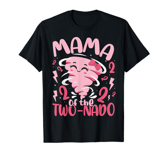 Mama of the Two-nado Tornado Theme 2nd Birthday Party Kids T-Shirt