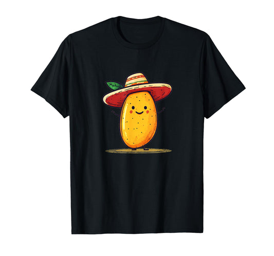 Joyful Mango Fruit with Sombrero Hat Costume T-Shirt