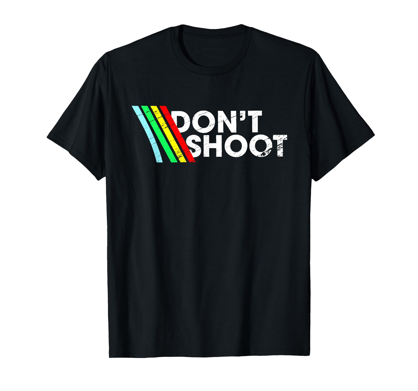 Don't Shoot Retro Graphic Color Stripes T-Shirt