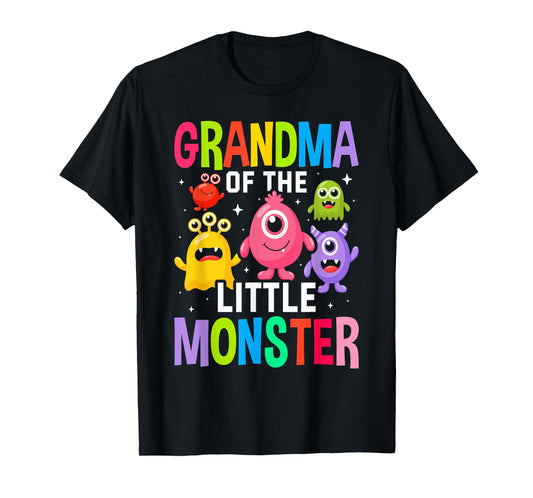Grandma Of The Little Monster Birthday Party Family Monster T-Shirt