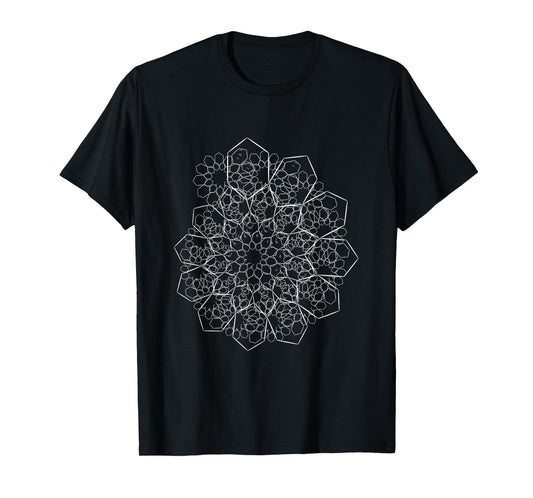 Hexagon Flower Infinite Spiral Fractal Trippy Design T-Shirt