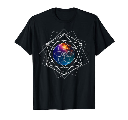 Seed of Life Sacred Geometry Galaxy Metaphysical Yoga Reiki T-Shirt