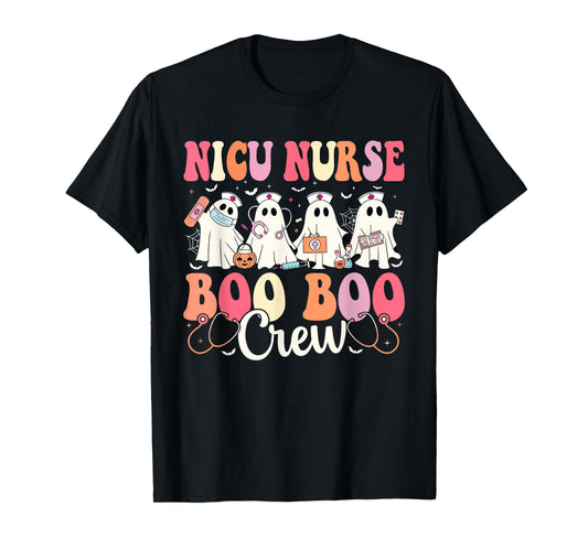 NICU Nurse Boo Boo Crew Ghost NICU Nurse Halloween Costume T-Shirt