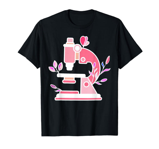 Lab Science Floral Microscope Biologist Science Valentines T-Shirt