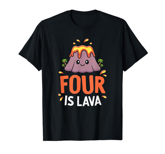 Volcano Birthday Party 4th Birthday Dinosaur Four Is Lava T-Shirt