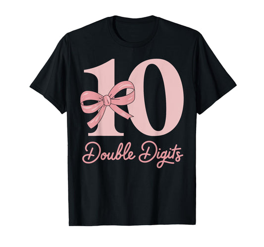 10 Double Digits 10th Birthday Girl Coquette 10 Year Old T-Shirt