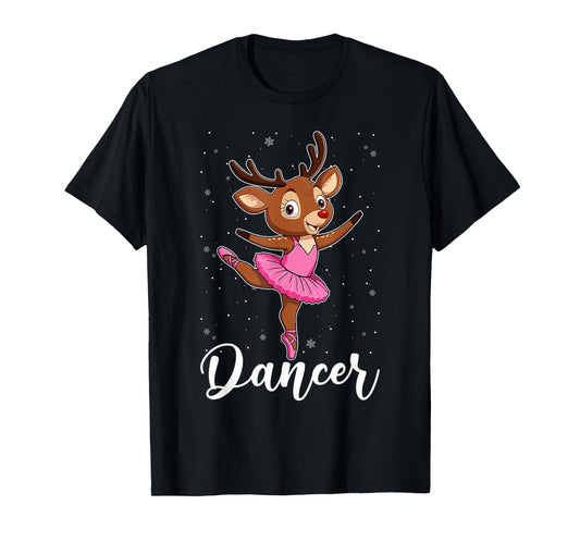 Ballet Dancer Reindeer Ballerinas Christmas PJS Women Girls T-Shirt
