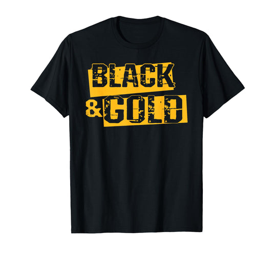 Black & Gold Game Day Team Spirit High School Football Fan T-Shirt