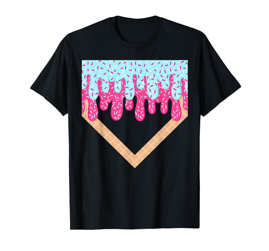 Baseball Drip Boys Home Plate Ice Cream Sport Players & Fans T-Shirt