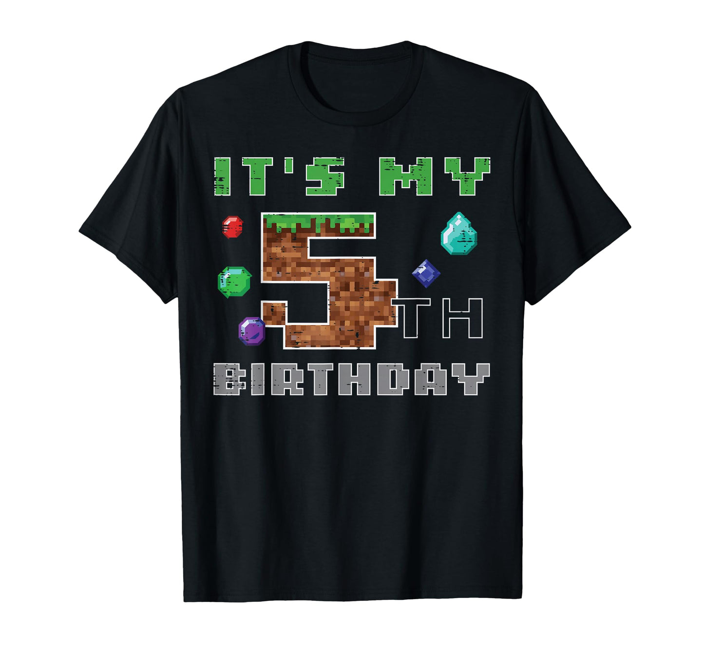 My 5th Birthday Pixel 5 Gamer Video Gaming Boys Kids Youth T-Shirt