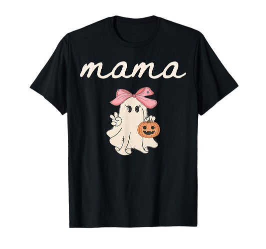Mama Ghost Boo One Spooky Mom First Halloween Birthday Boy T-Shirt