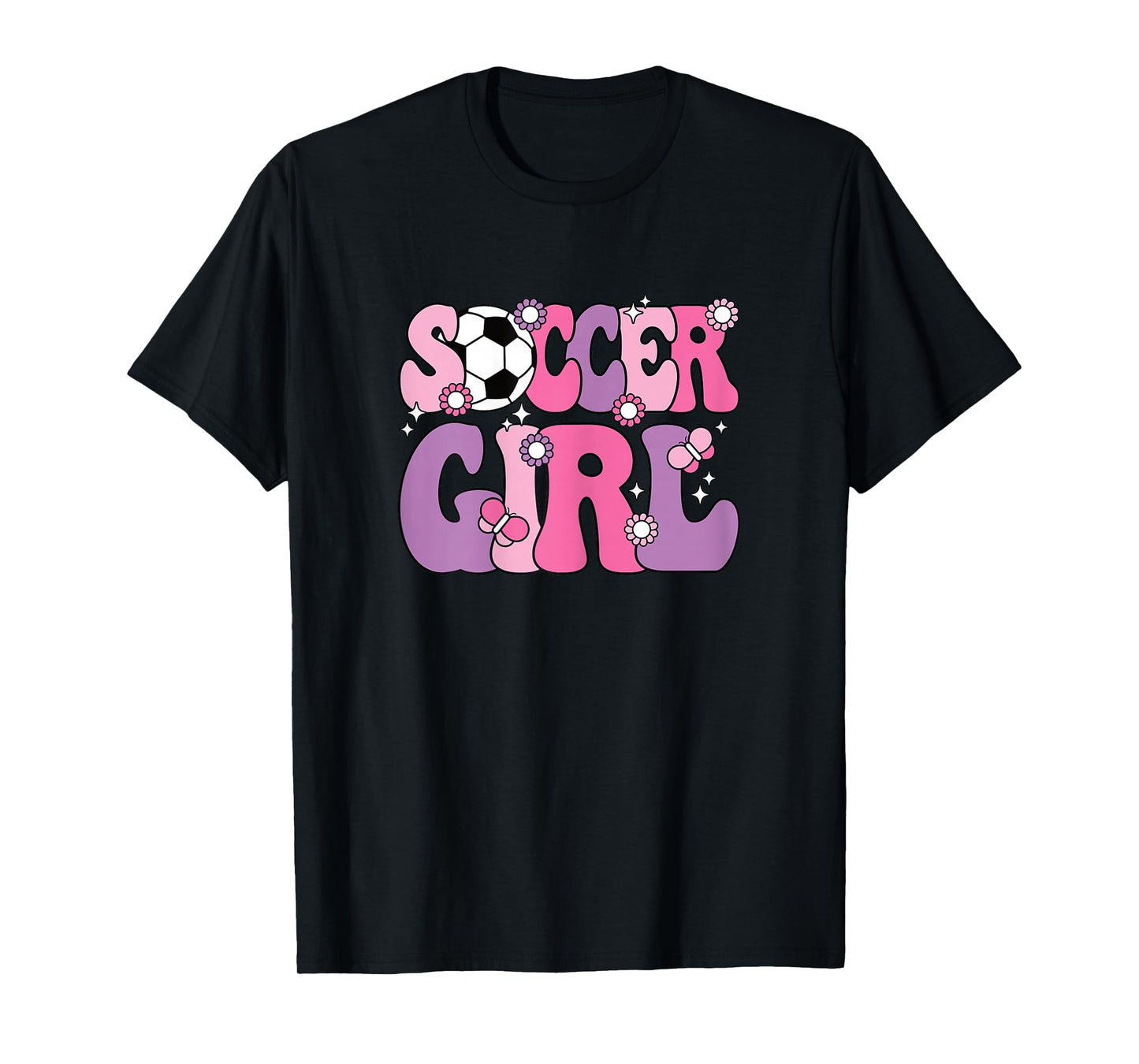 Soccer Girl Cute Groovy Soccer Lover Women Girls Kids T-Shirt