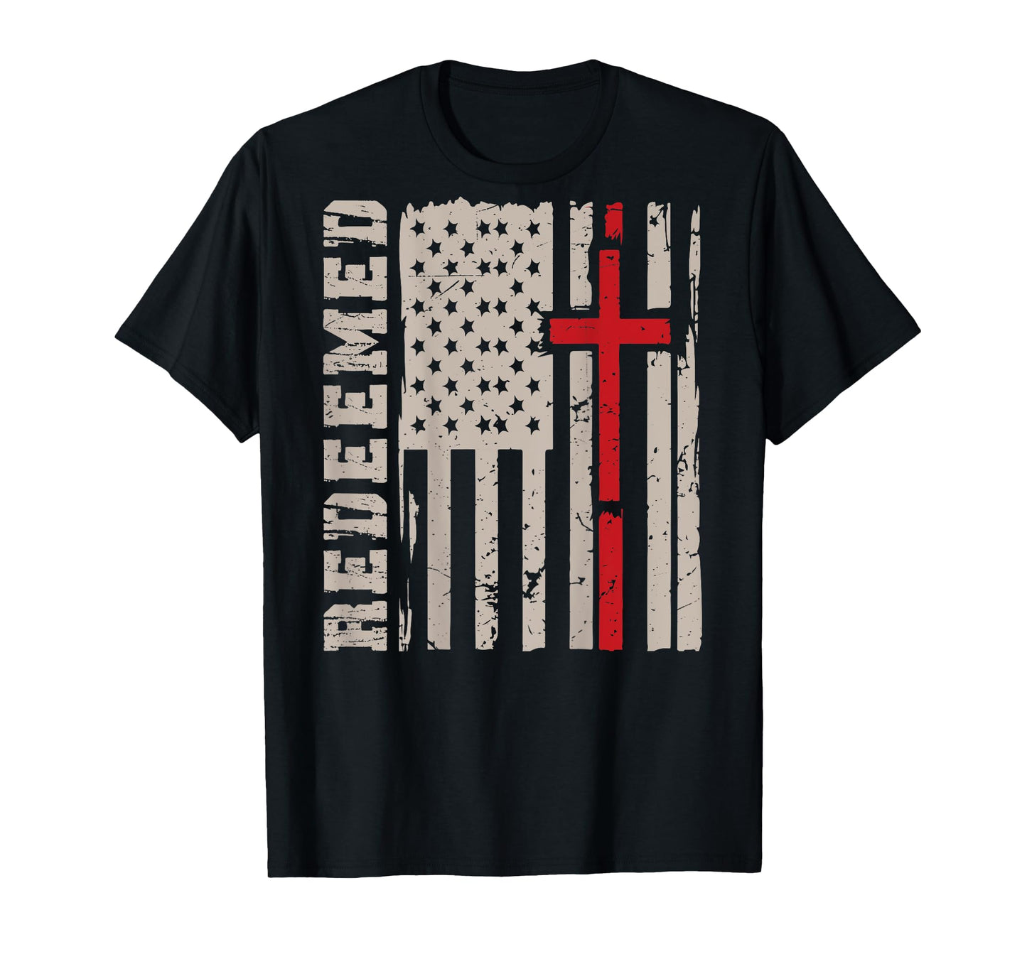Men's Redeemed Christian Faith Cross God On Back Graphic Tee T-Shirt