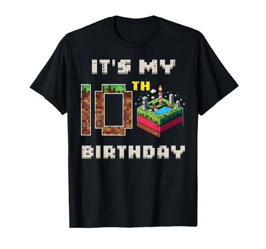 My 10th Birthday Pixel Game 10 Cake Gamer Boys Kid Youth T-Shirt