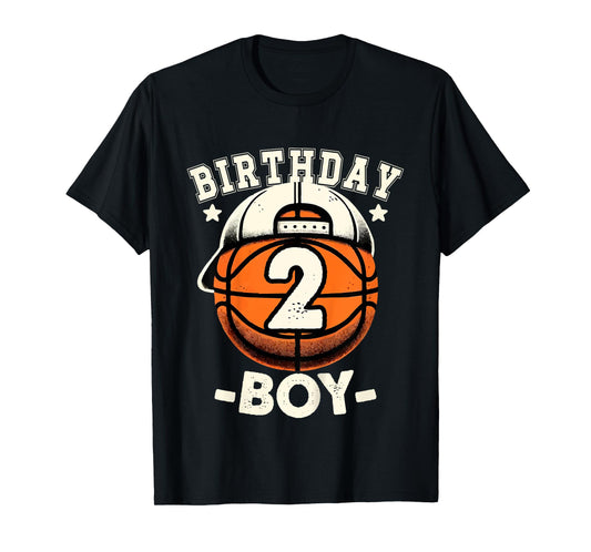 Kids 2nd Birthday Boy 2 Year Old Basketball Theme Decorations Boy T-Shirt