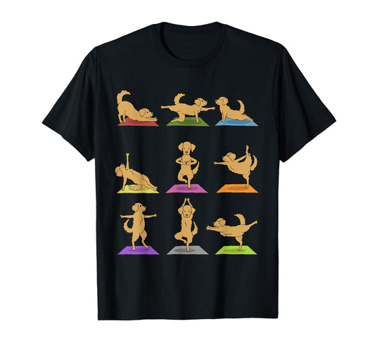 Golden Retriever Yoga T-Shirt Funny Dogs In Yoga Poses Shirt T-Shirt