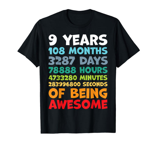 9 Year Old BDay Decorations Son Boy 9yr 9th Birthday T-Shirt