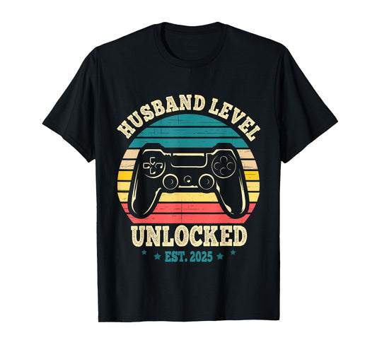 Just Married Gamer Leveled Up To Husband Level Unlocked 2025 T-Shirt