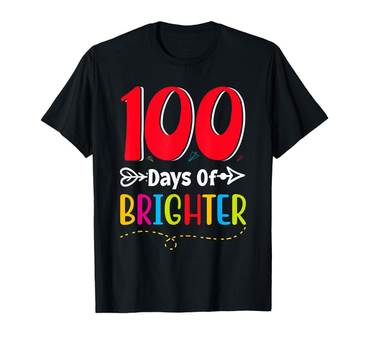 100 Days Brighter 100th Day of School Boys Kids T-Shirt