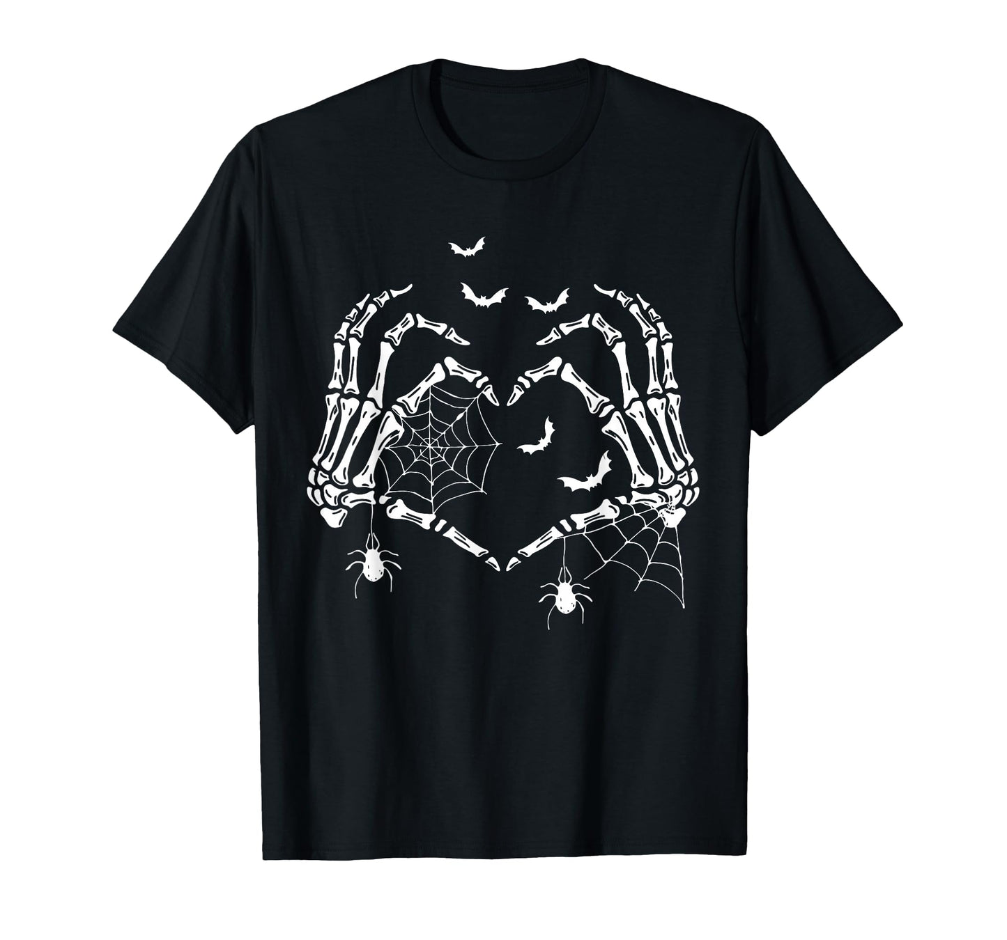 Spooky Skeleton Hands Heart Sign Halloween Vibes Women Girls T-Shirt