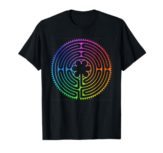 Labyrinth Rainbow Chartres Labyrinth Maze Yoga Design T-Shirt